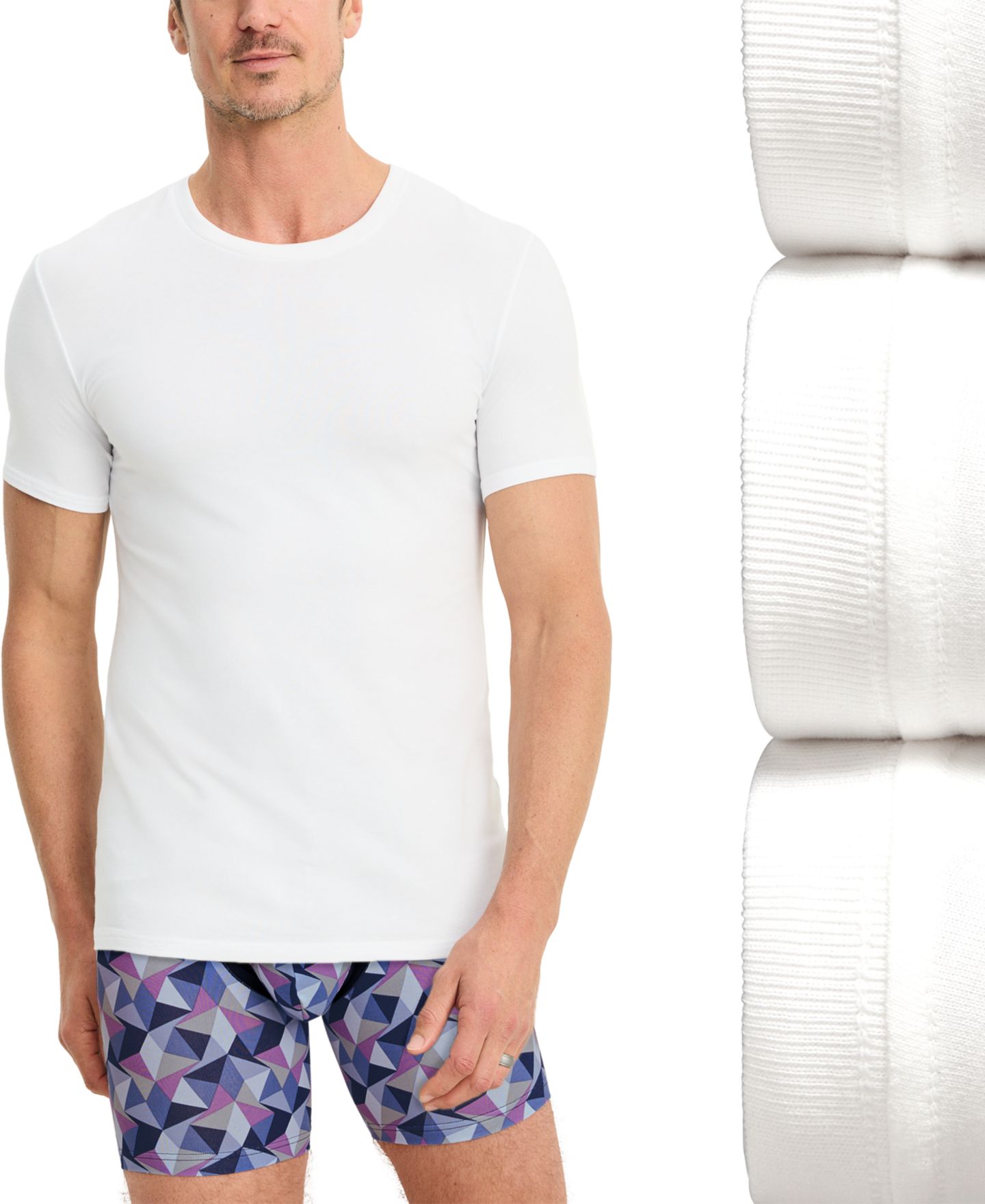 Мужские футболки Jockey Smooth Fit Stretch Short-Sleeve Crewneck T-Shirts, Pack of 3, цвет: Белый — фото 4