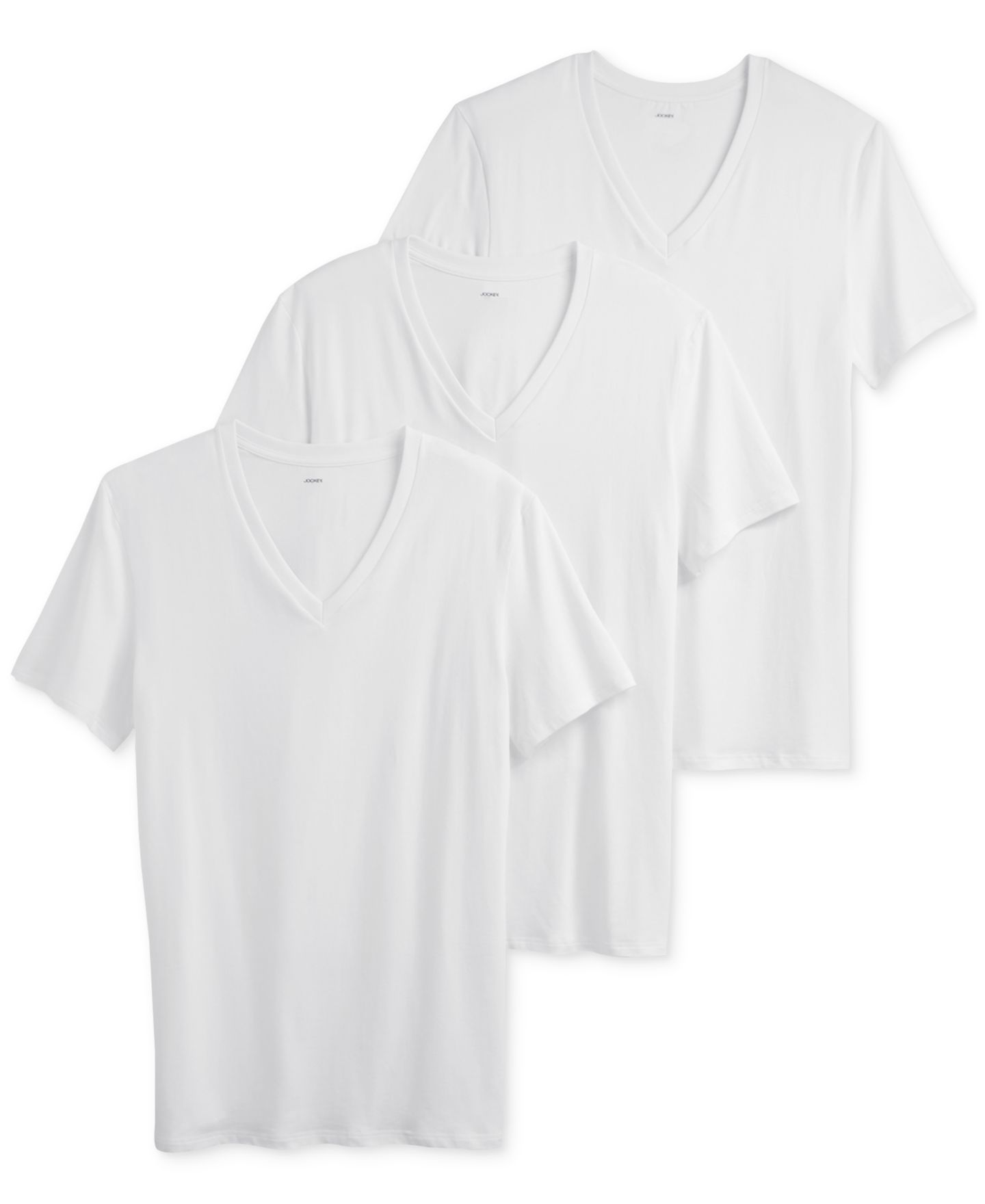 Мужские футболки Jockey Smooth Fit Stretch V-Neck T-Shirts, Pack of 3, цвет: Белый — фото 1