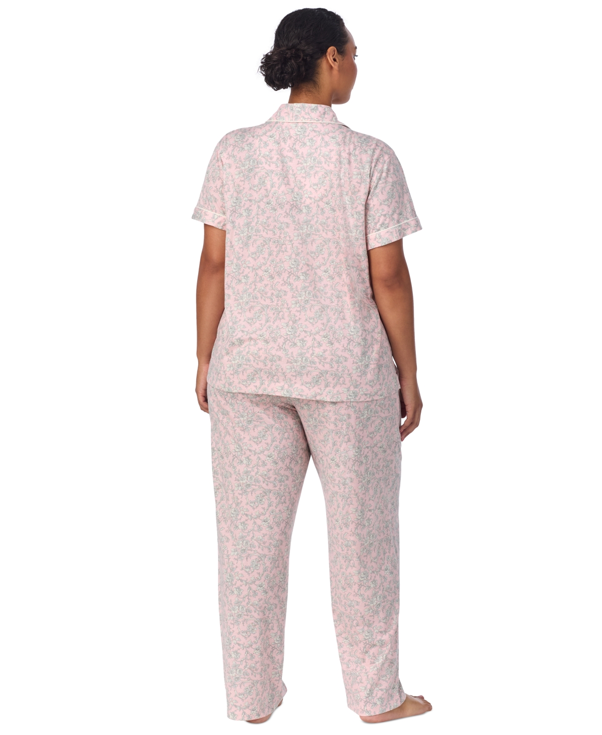 Lauren Ralph Lauren Plus Size Floral Notched-Collar Pajama Set