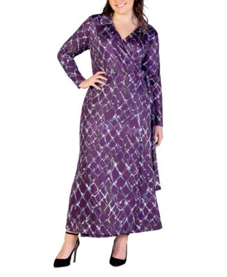 Plus Size Collared Wrap Maxi Dress