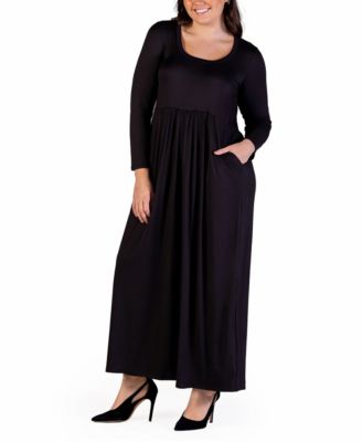 Plus Size Long Sleeve Maxi Dress with Pockets