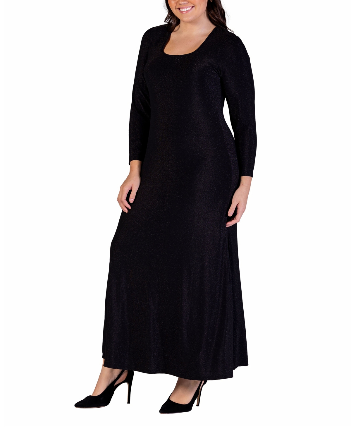 24seven Comfort Apparel Plus Size Long Sleeve Maxi Dress