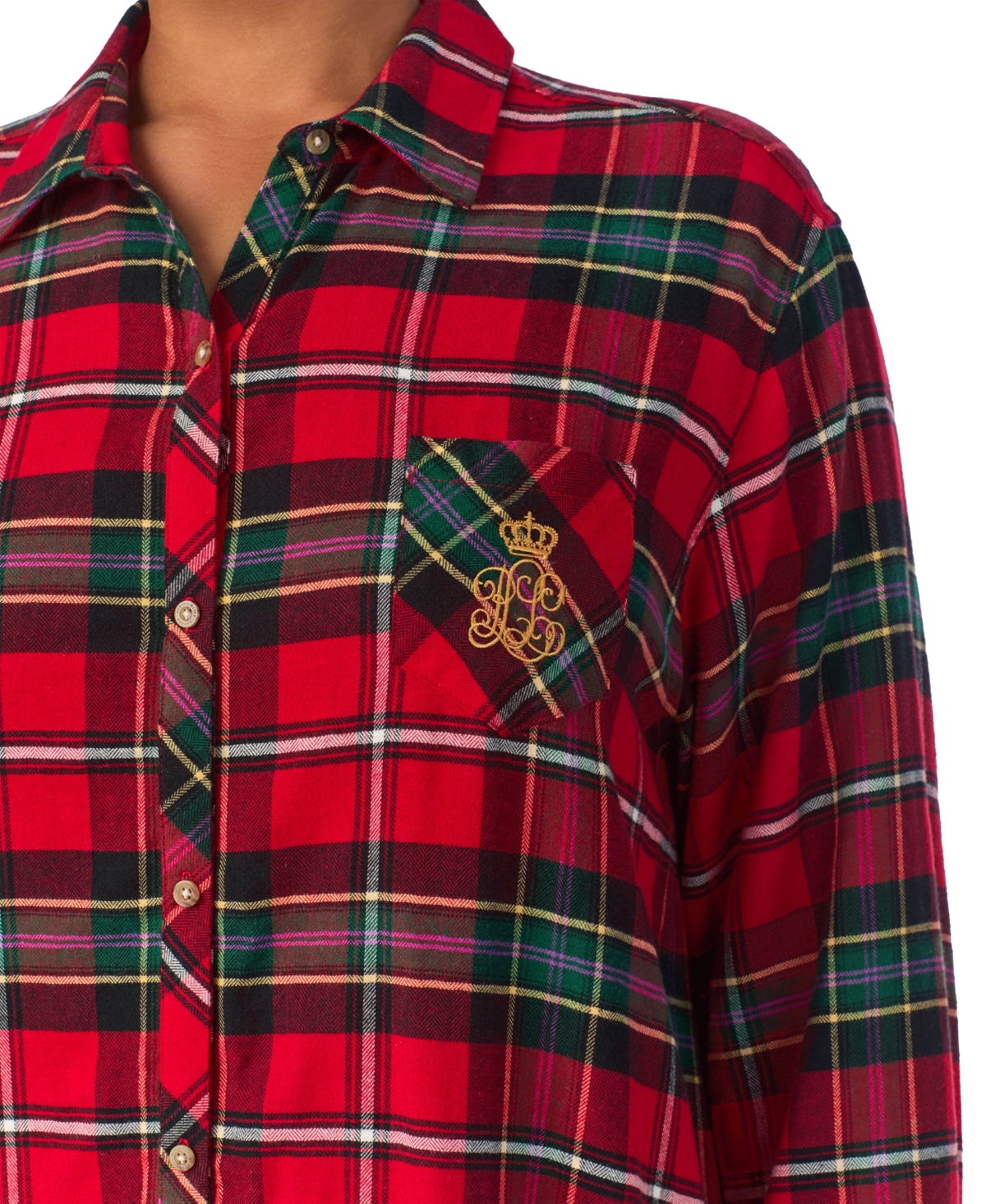 RALPH LAUREN PLUS SIZE HIS SHIRT PLAID SLEEPSHIRT