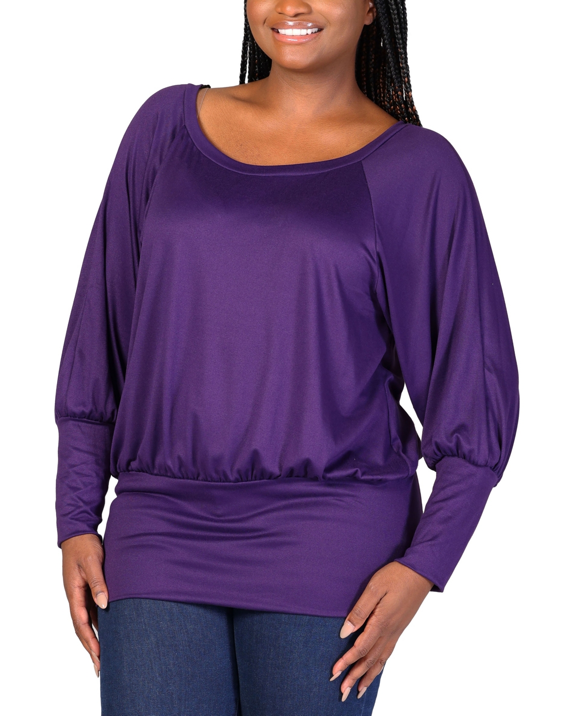 24seven Comfort Apparel Plus Size Round Neck Banded Bottom Top