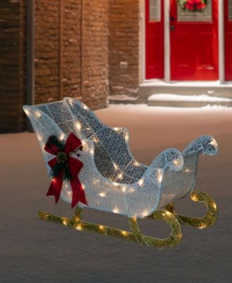 30.25" LED Lighted Glittery White Sleigh Outdoor Christmas Decoration