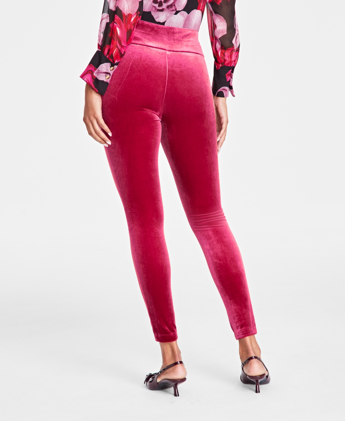 Inc International Concepts Women's Velvet Non-seam Skinny Leggings, Created For Macy's In Autumn Crimson