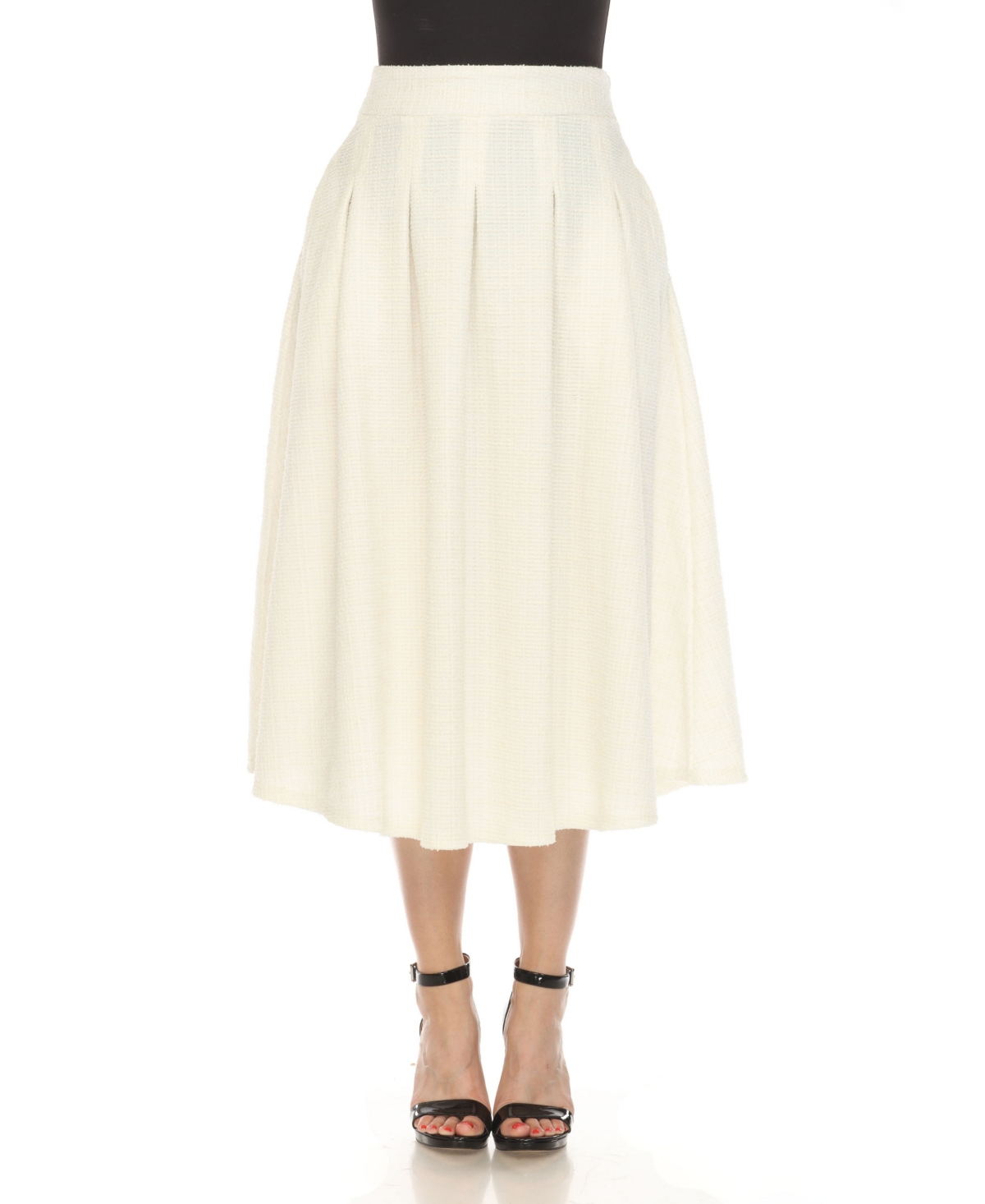 Women's Tweed Midi Skirt - White