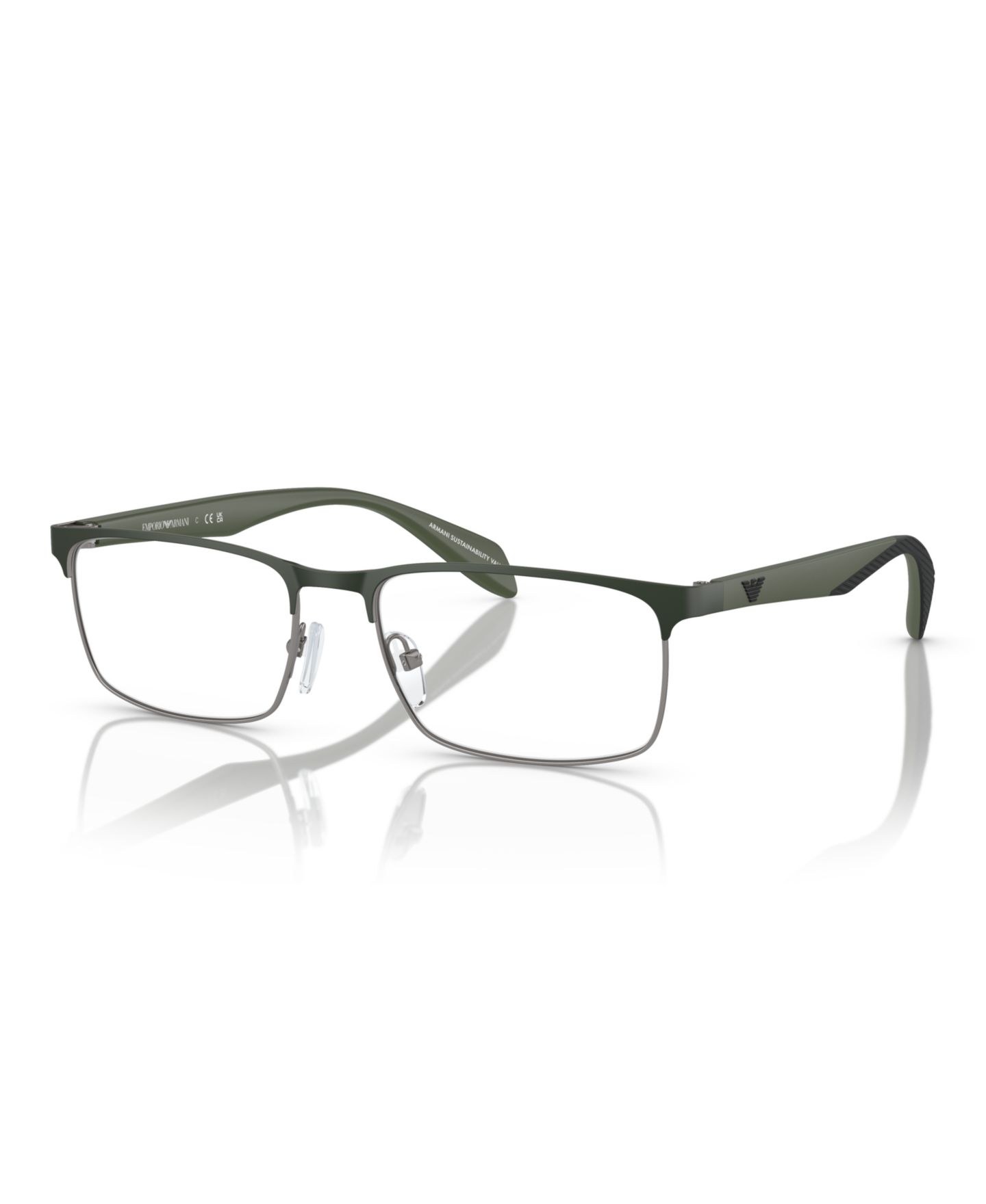 Мужские очки Emporio Armani Man Rectangle Metal EA1149 Eyeglasses, цвет: Графитовый / Зелёный — фото 1