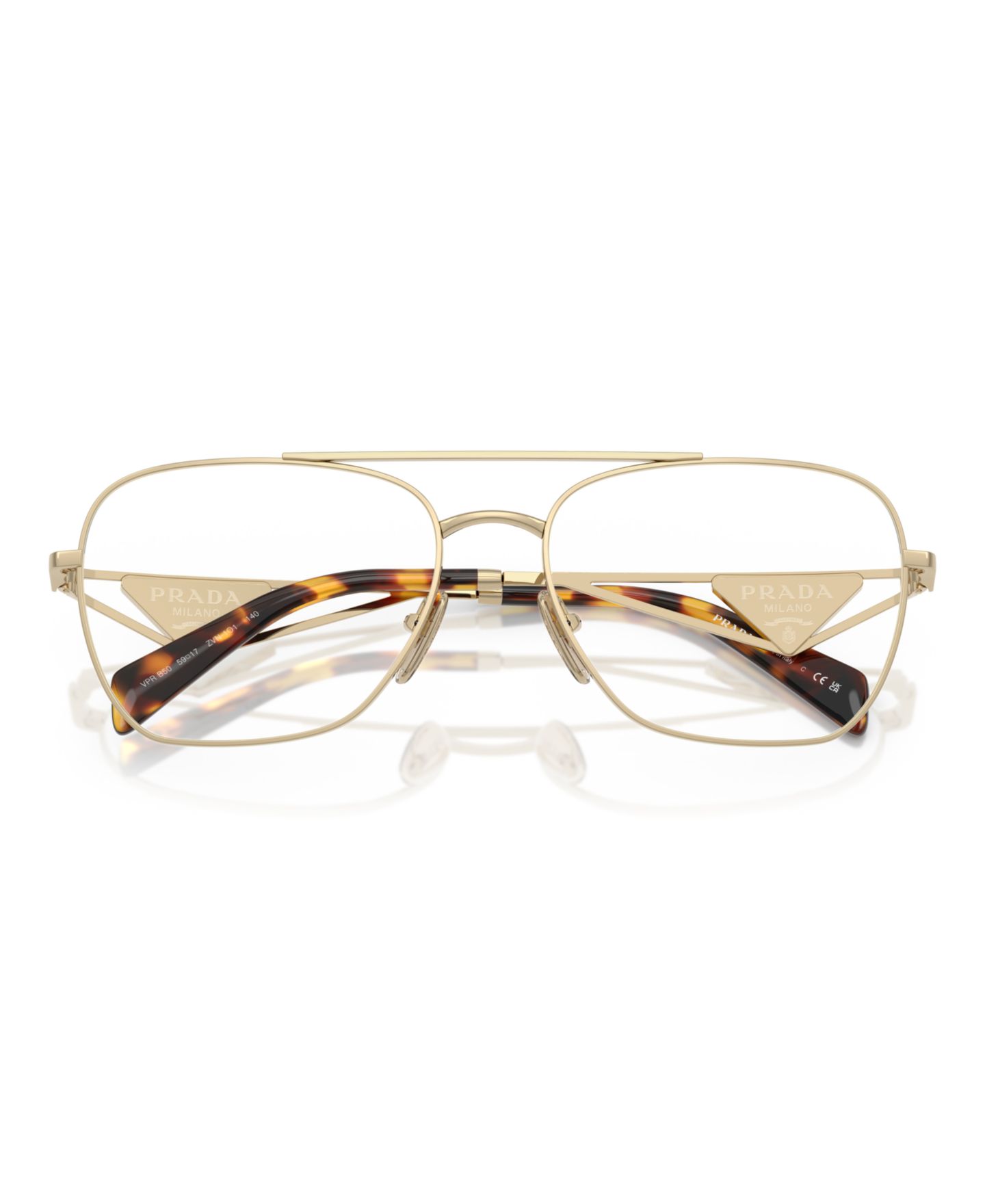 Женские очки Prada Woman Pilot/Aviator Metal PR B50V Eyeglasses, цвет: Бледный золотой — фото 2