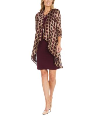 R & M Richards Petite Metallic-Plaid Jacket & Sheath Dress