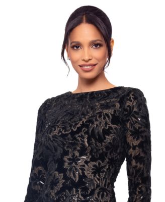 Women's Embroidered Velvet Evening Gown