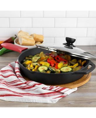 12 Inch Pre-Seasoned Cast Iron Skillet with Tempered Glass Lid