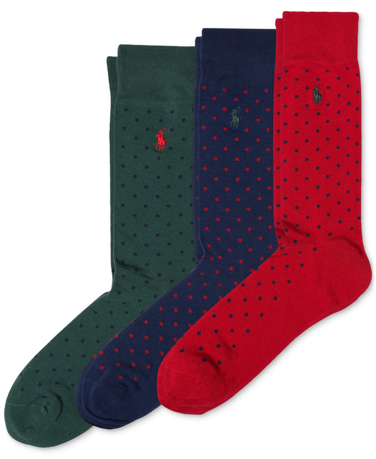 Polo Ralph Lauren Men's 3-Pk. Classic Dot Dress Socks -Navy/Red Assorted