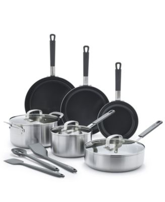 GreenPan X Bobby Flay Stainless Steel Uncoated Nonstick 12-Piece Cookware Set - Macy's