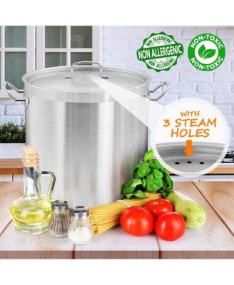 Stainless Steel Cookware Stockpot - 35 Quart, Heavy Duty Induction Pot, Soup Pot With Stainless Steel Lid