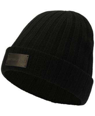 Michael Kors - Men's Leather Patch Ribbed Beanie