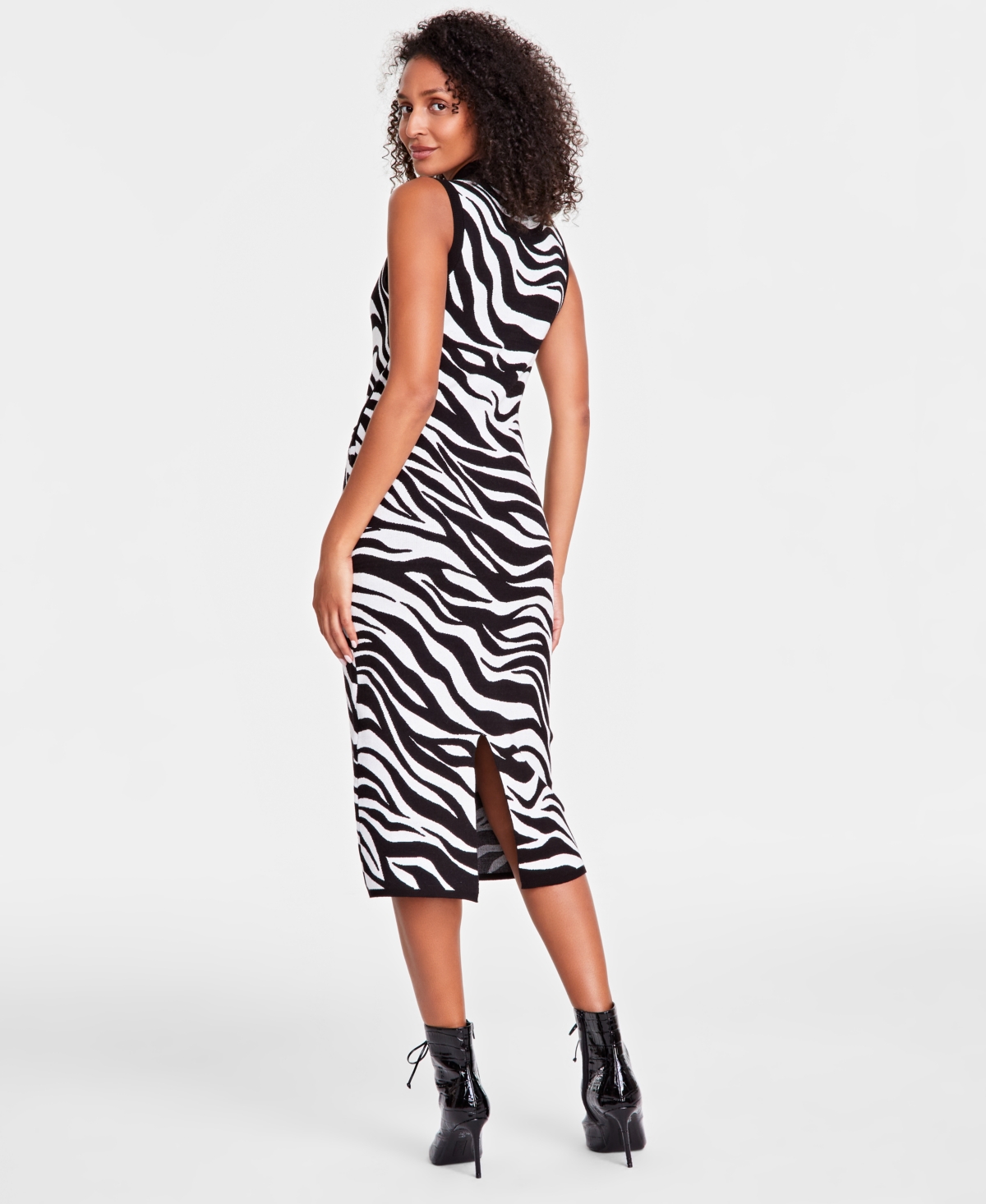 INC INTERNATIONAL CONCEPTS WOMEN'S ZEBRA JACQUARD SWEATER DRESS, CREATED FOR MACY'S 