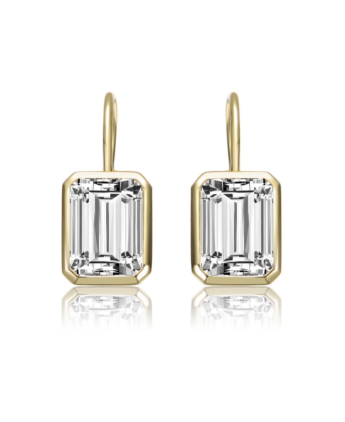 Thumbnail 2 of 14k Gold Plated Sterling Silver CZ Baguette Drop Earrings