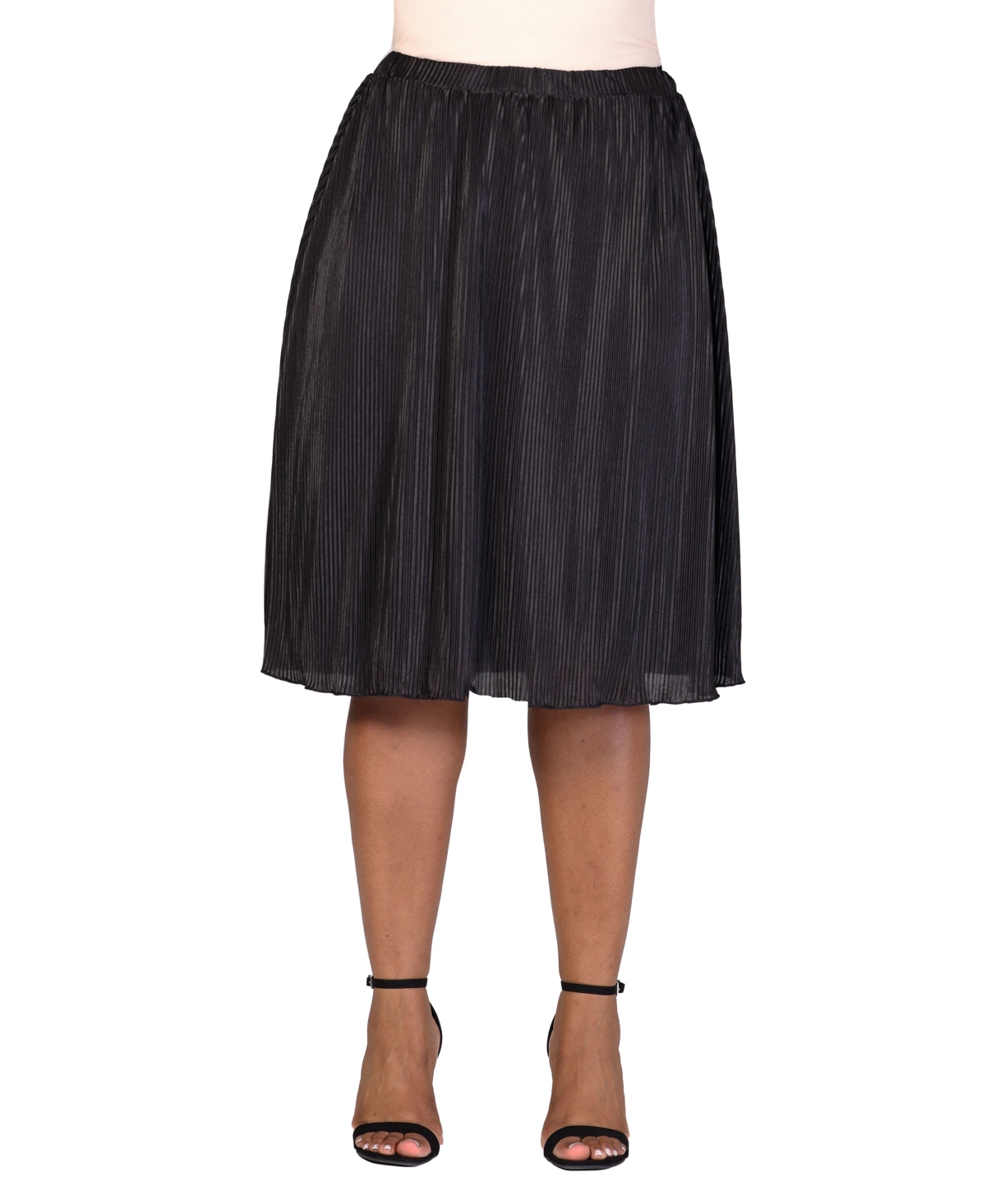 24seven Comfort Apparel Plus Size Elastic Waistband Party Midi Skirt