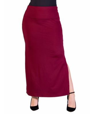 Plus Size Versatile Elastic Waist Maxi Skirt