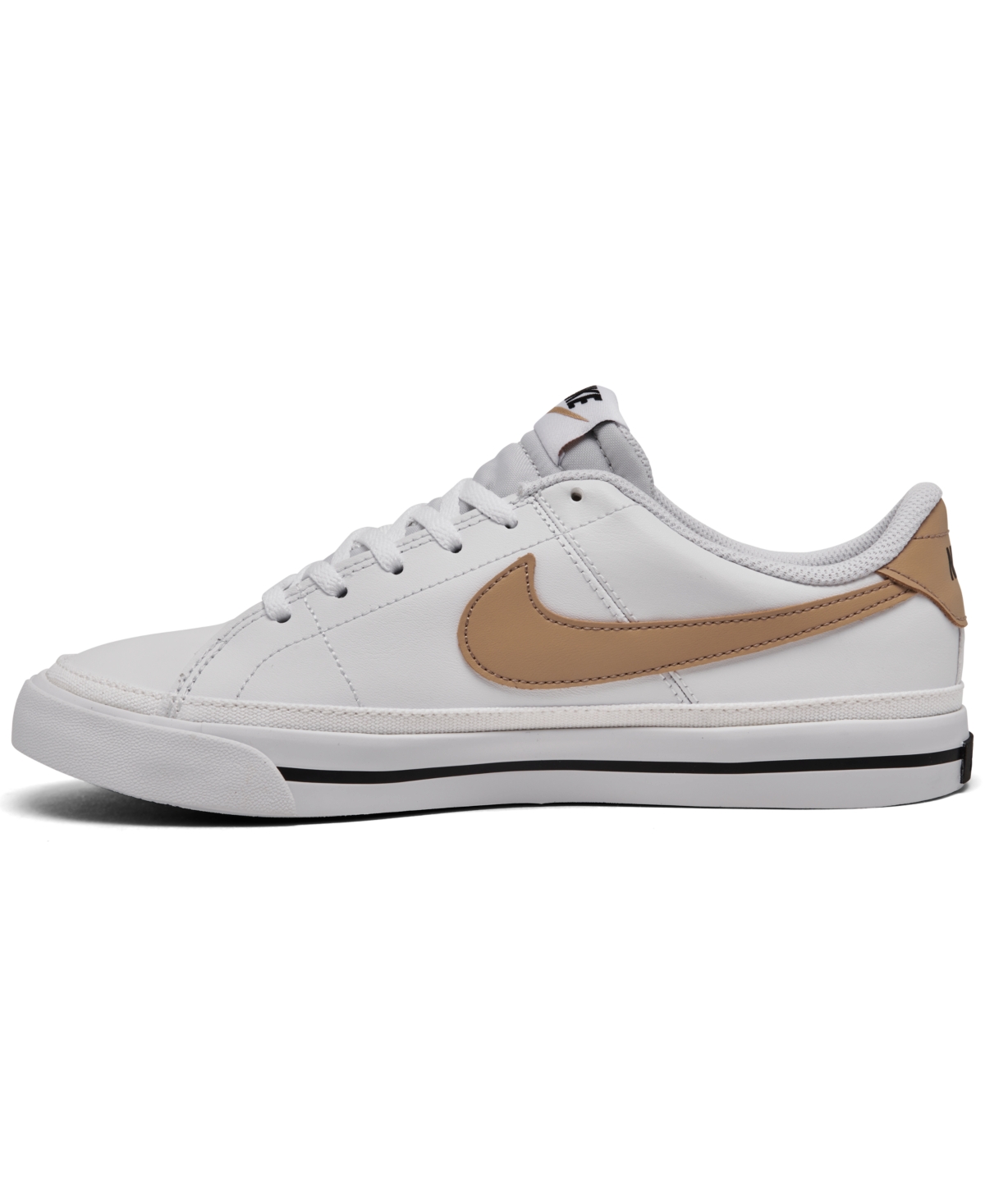 Nike Big Kid's Court Legacy Casual Sneakers From Finish Line In White,hemp
