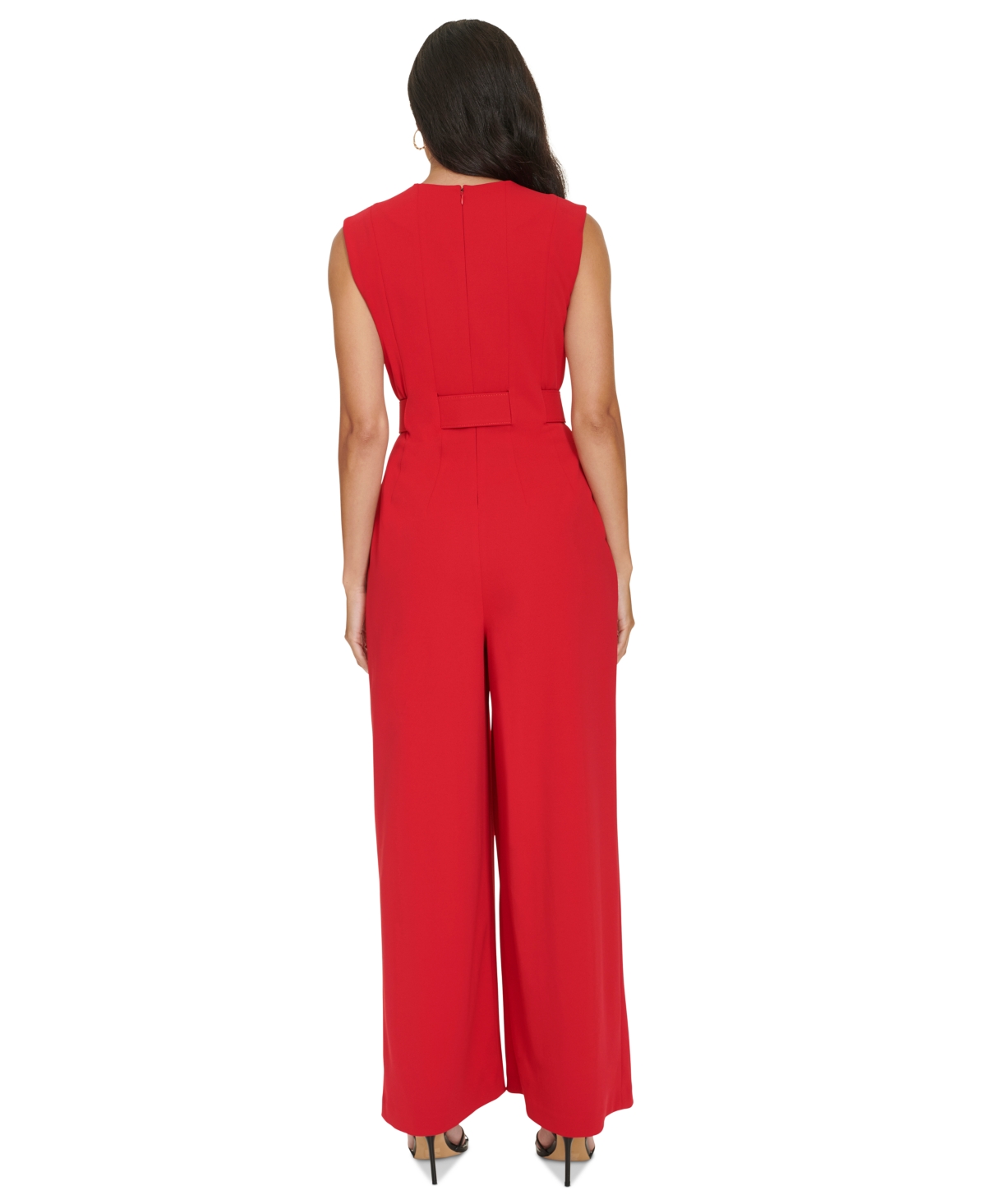 Calvin Klein Women's Belted Sleeveless Jumpsuit