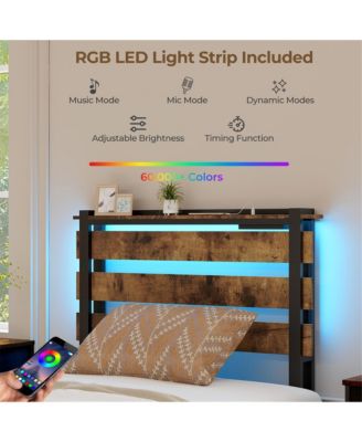 Twin Size Bed Frame w/ Drawers LED Lights Outlets & USB Ports Smart APP Control