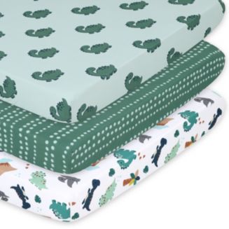 The Peanutshell Green Dino 3-Pack Fitted Playard Sheets - Macy's
