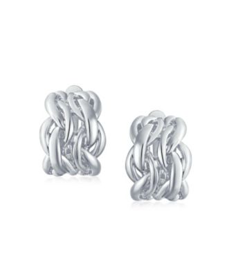 Twisted Cable Chain Weave Wide Half Hoop Clip On Earrings Non Pierced Ears