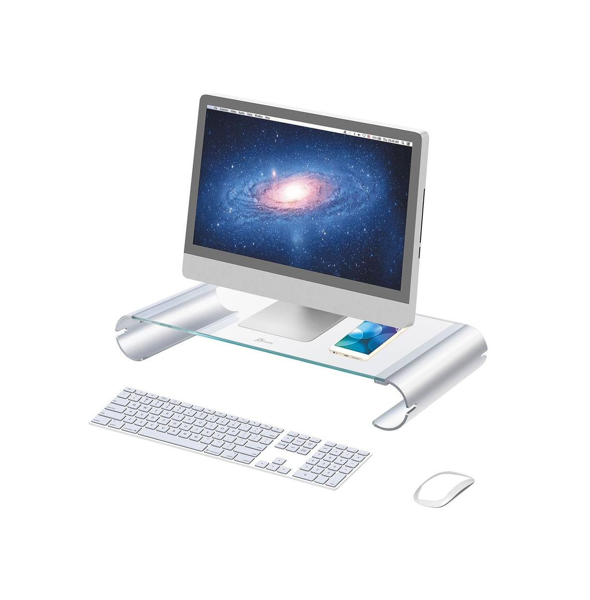 j5create JUT125 Monitor Stand - Shiny silver with a sleek gleam