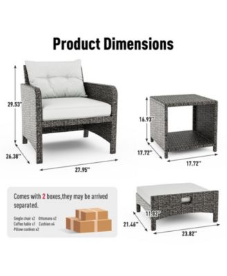 5-Piece Wicker Patio Conversation Set with Cushions