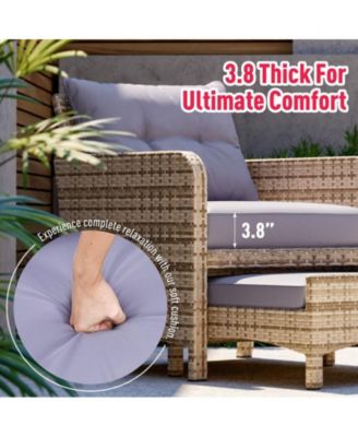 5-Piece Wicker Patio Conversation Set with Cushions
