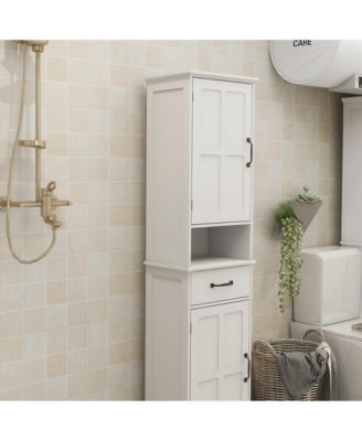 Slim Floor Cabinet with Double Doors – Space-Saving Tall Storage Unit for Small Rooms & Tight Spaces