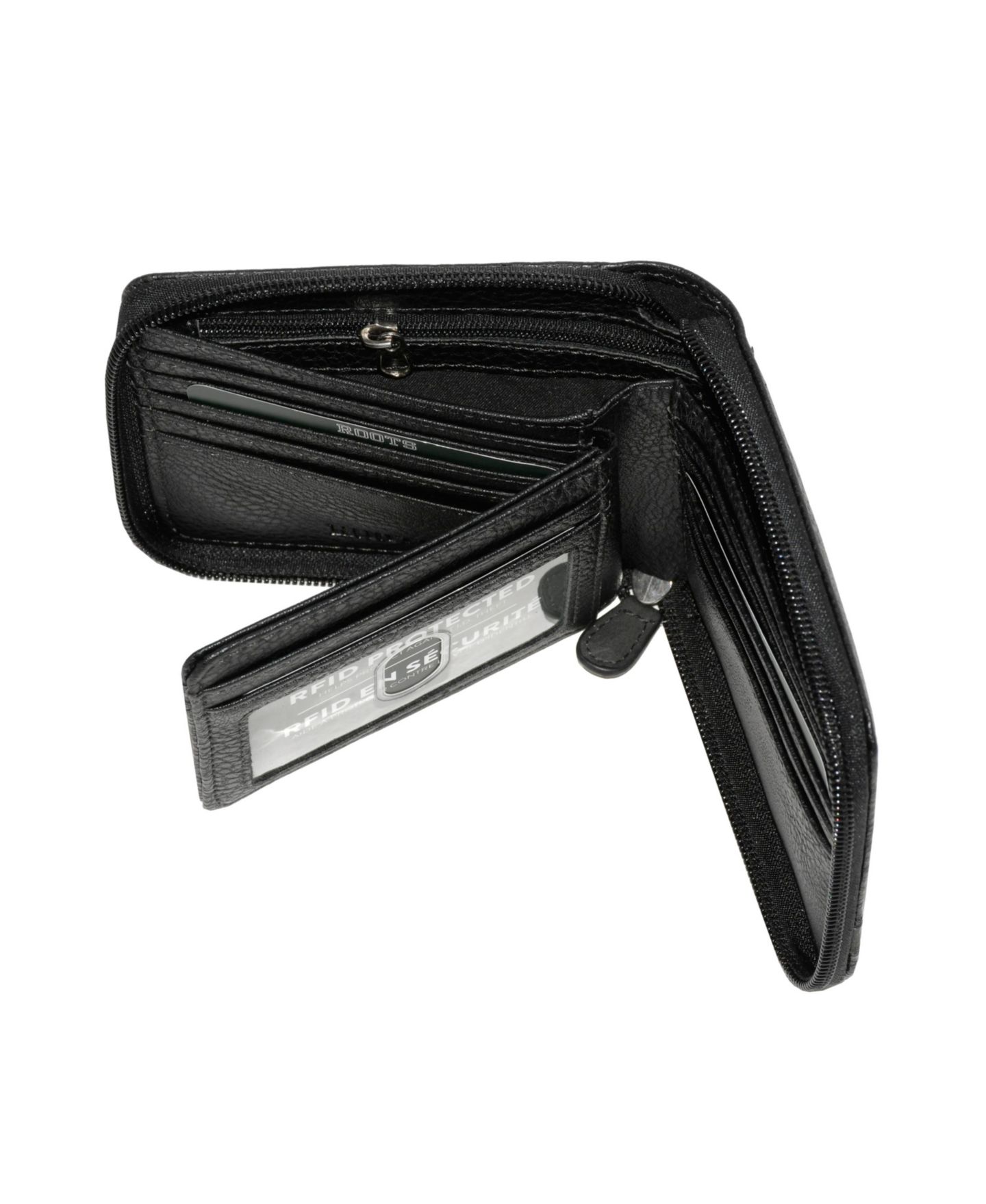 Мужской кошелёк Roots Men Zipper Around Wallet With Center Wing, цвет: Чёрный — фото 4
