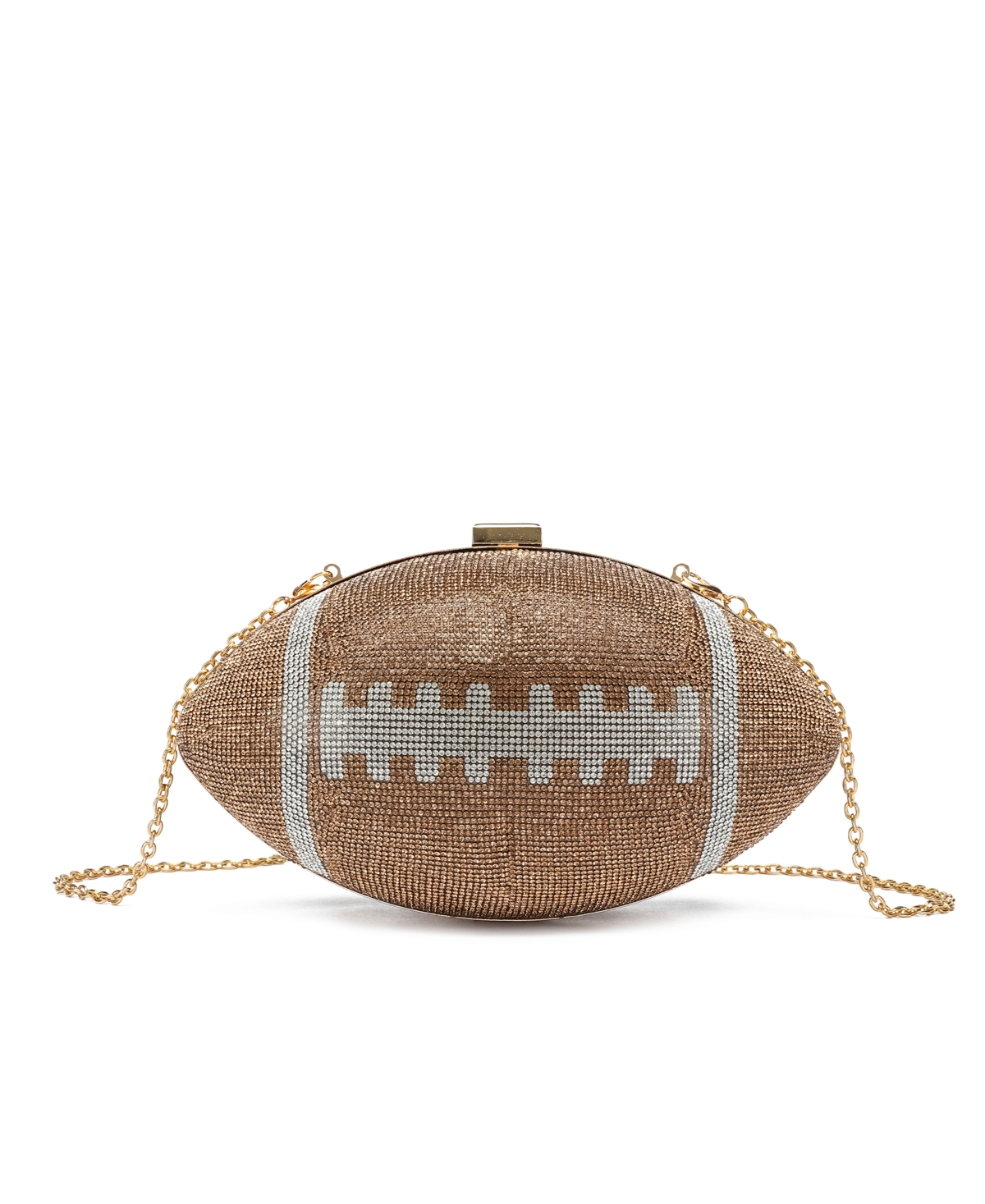 Like Dreams Touch Down Rhinestone Football Evening Crossbody Bag In Champagne