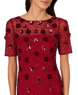 Women's Floral-Embellished Boat-Neck Dress