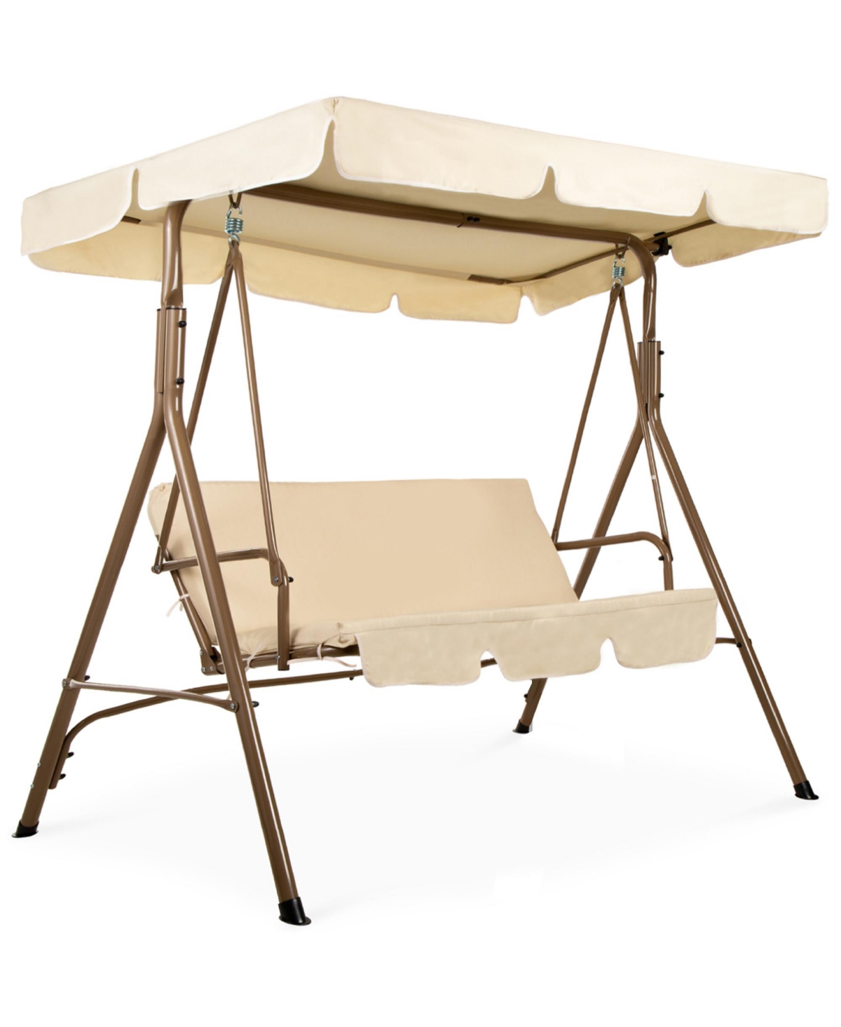 Best Choice Products 2-Person Outdoor Convertible Canopy Swing Glider Lounge Chair w/ Removable Cushions