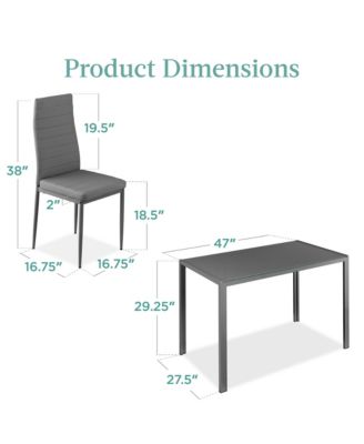 5-Piece Kitchen Dining Table Set w/ Glass Tabletop, 4 Faux Leather Chairs