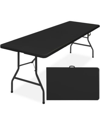 8ft Plastic Folding Table, Indoor Outdoor Heavy Duty Portable w/ Handle, Lock for Picnic