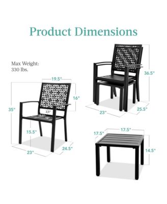3-Piece Stackable Patio Bistro Set, Outdoor Chat Furniture w/ 2 Chairs, Table