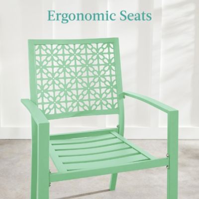 3-Piece Stackable Patio Bistro Set, Outdoor Chat Furniture w/ 2 Chairs, Table