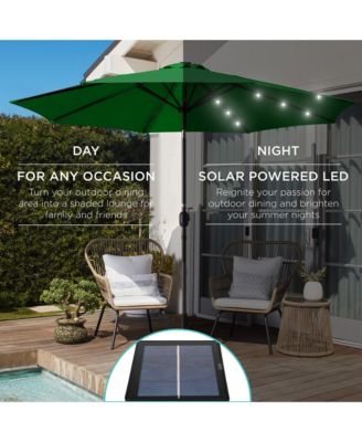 10Ft Solar LED Lighted Patio Umbrella with Tilt Adjustment and UV-Resistant Fabric