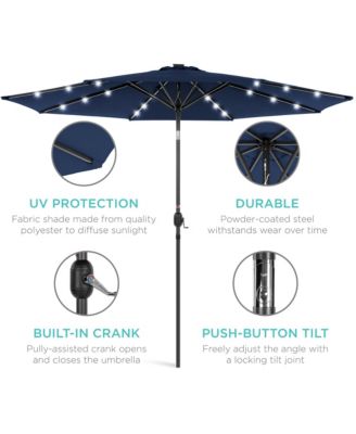10Ft Solar LED Lighted Patio Umbrella with Tilt Adjustment and UV-Resistant Fabric