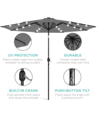 10Ft Solar LED Lighted Patio Umbrella with Tilt Adjustment and UV-Resistant Fabric