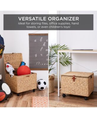 Hyacinth Rolling Filing Cabinet Mobile Organizer Storage Basket w/ Lid, Locking Wheels