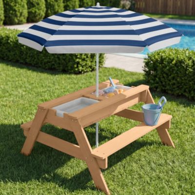 Kids 3-in-1 Outdoor Convertible Activity Sand and Water Picnic Table w/ Umbrella