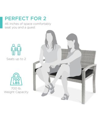 2-Person Wicker Frame 700lb Capacity Cushion Outdoor Patio Garden Bench