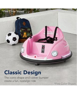 6V Kids Ride On Bumper Car Toy w/ Remote Control, Harness, Lights, 360 Degree Spin