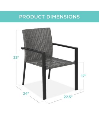 Set of 2 Wicker Chairs, Stackable Outdoor Dining Furniture w/ Armrests