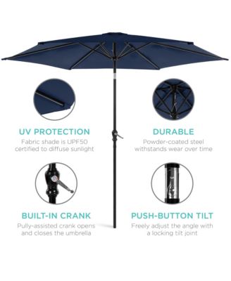 10ft Outdoor Steel Market Patio Umbrella w/ Crank, Tilt Push Button, 6 Ribs
